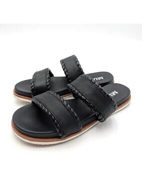 MIA Vada Two-Strap Slide Sandal Open Round Toe Women's Black Size US7.5M EU38